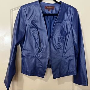 HAL RUBENSTEIN Annie Leather Ponte Jacket Blazer Cobalt Blue Women’s Size Medium